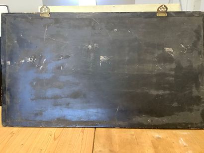 Panneau laqué sur bois à décor lacustre rehaussé...