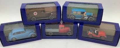 TINTIN, 5 voitures miniatures 1/43 des aventures...