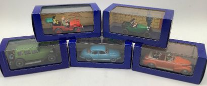 TINTIN, 5 voitures miniatures 1/43 des aventures...