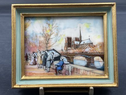 2 miniatures de Paris signées V LEFORT «le...