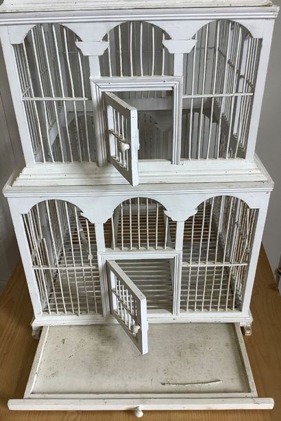 Grande cage à oiseaux décorative en bois...