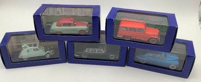 TINTIN, 5 voitures miniatures 1/43 des aventures...
