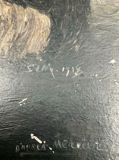 1 petite huile sur bois d’une élégante signée...