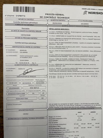 Frais de vente 10 % TTC 
VOLKSWAGEN NEW BEETLE...