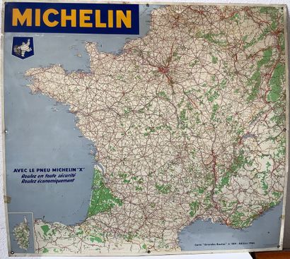 Plaque ancienne en tôle MICHELIN, carte de...