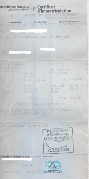 Frais de vente réduits 10 % - CITROEN DS...