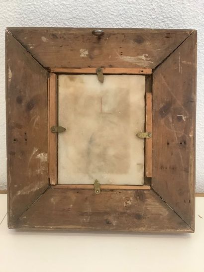 Religieux, petite huile sur marbre (15x13...