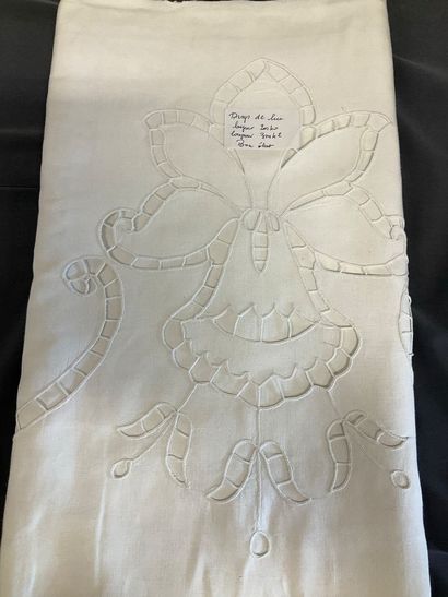Lot de 4 draps plats brodés , en coton ou...