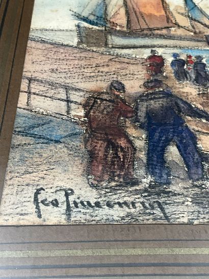 Géo PINCEMIN (1899-1991) Pastel rehaussé...