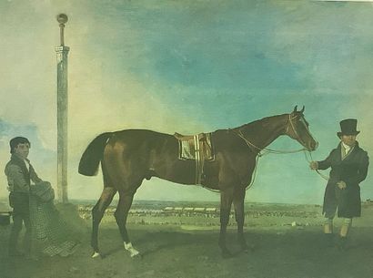 Deux gravures équestres encadrées. Dimension...