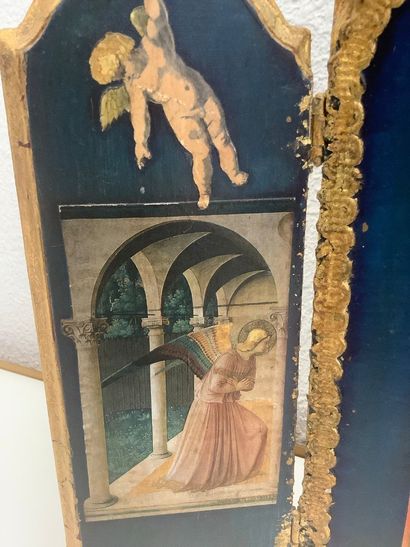 Religieux, petite huile sur marbre (15x13...