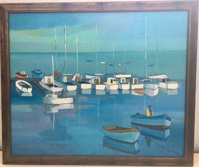 Jean SOULAS, marine, huile sur toile «Plaisance...
