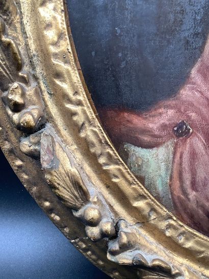 Huile sur toile, portrait d’une jeune Femme...