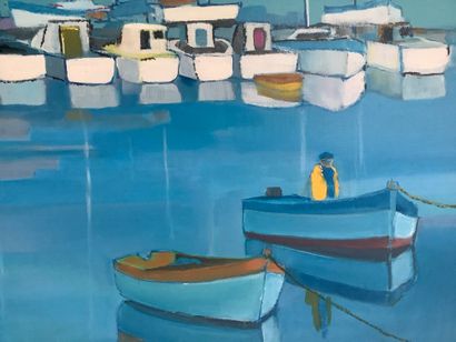 Jean SOULAS, marine, huile sur toile «Plaisance...