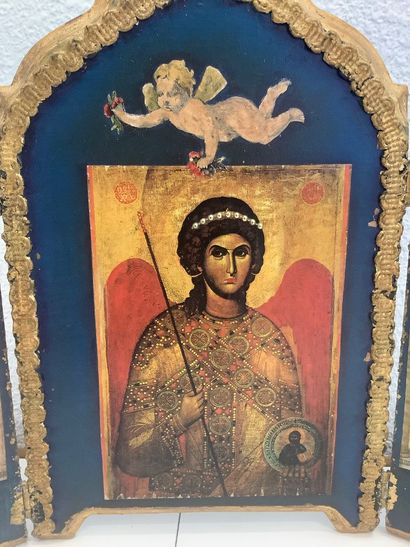 Religieux, petite huile sur marbre (15x13...