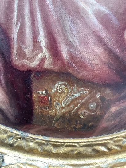 Huile sur toile, portrait d’une jeune Femme...