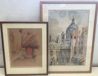 Aquarelles, Regroupement de 2 aquarelles...