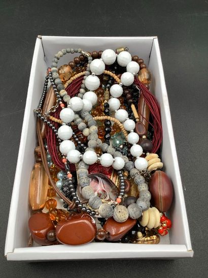 Petit lot de bijoux fantaisie, colliers,...