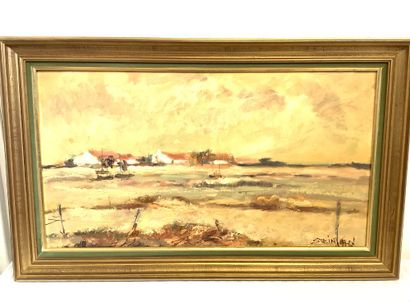 Huile sur toile (les maisons de bord de mer).
Signature...