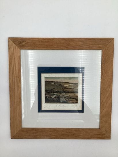 Une lithographie encadrée, paysage du Québec....
