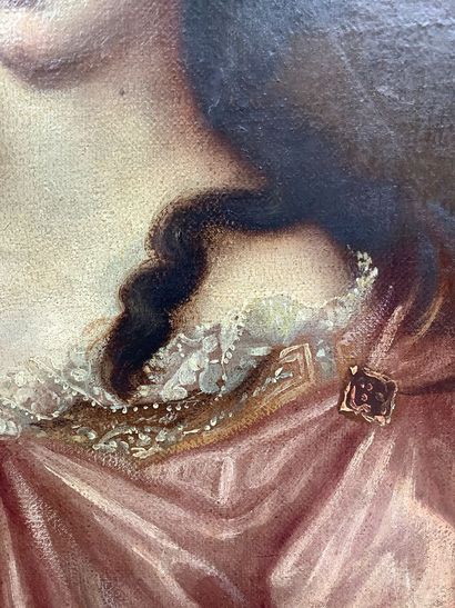 Huile sur toile, portrait d’une jeune Femme...