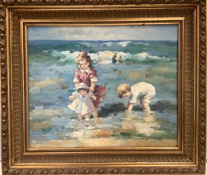 F. CHRISTAUX, (XXè) «jeux d’enfants sur la...