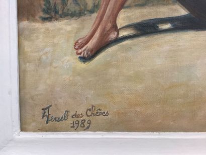 Huile sur toile d’une reproduction naïve...