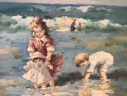 F. CHRISTAUX, (XXè) «jeux d’enfants sur la...