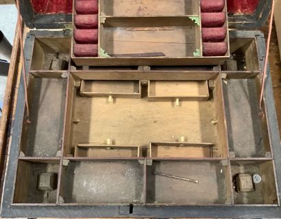 Antique tabletop cabinet made of bone and...