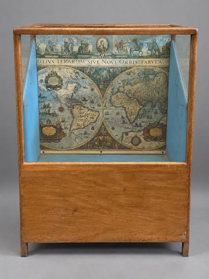Wooden cabinet converted into a display case,...
