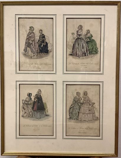 6 color fashion engravings from *Le Journal...