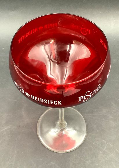 Piper Heidsieck, 4 promotional ruby-red glass...