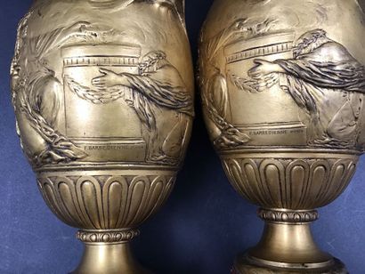 Paire de vases néo classique en bronze doré...