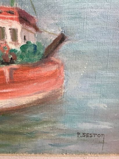 Paul SESTON (1905-1985) Marine, Huile sur...