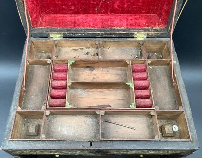 Antique tabletop cabinet made of bone and...