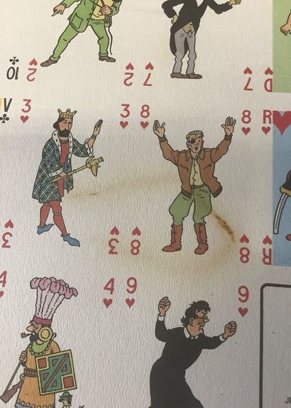 TINTIN, rare planche / poster de jeu de cartes...