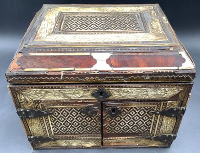 Antique tabletop cabinet made of bone and...