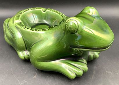 A large promotional ashtray featuring a frog...
