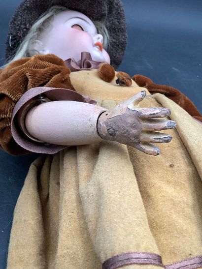 Antique German doll, biscuit porcelain head...