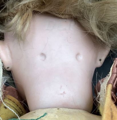 Antique German doll, biscuit porcelain head...