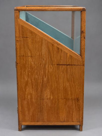 Wooden cabinet converted into a display case,...