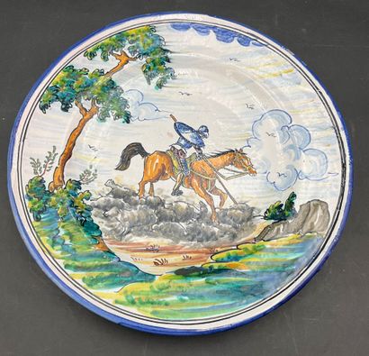 TALAVERA - Grand plat en faïence émaillée...