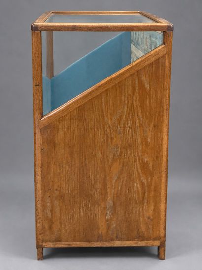 Wooden cabinet converted into a display case,...