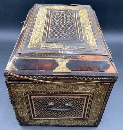 Antique tabletop cabinet made of bone and...