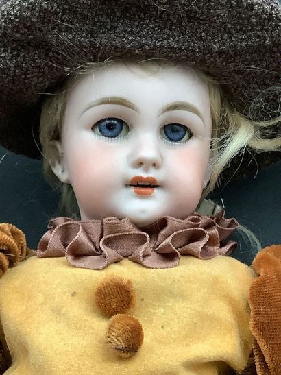 Antique German doll, biscuit porcelain head...