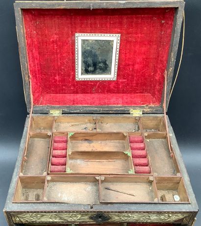 Antique tabletop cabinet made of bone and...