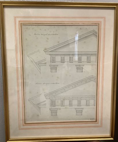3 framed lithographs, 2 architectural renderings...