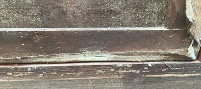 Marine, Huile sur toile d’une côte rocheuse....