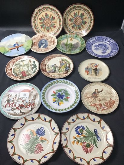 14 assiettes décoratives et parlantes dont...