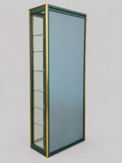 Tall, narrow rectangular display case consisting...